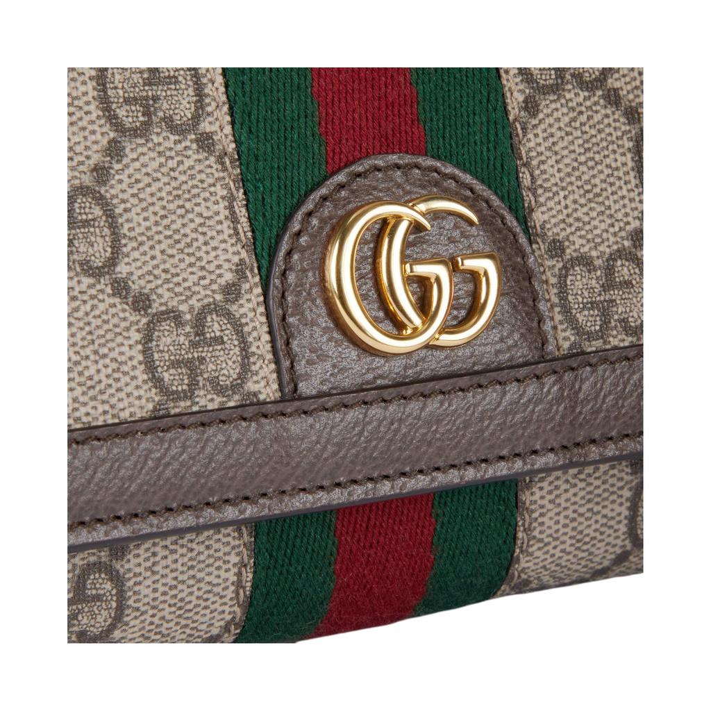 Gucci Ophidia Double G Hardware Snap Closure Canvas Shoulder Wallet Women Wallet Beige Dark-Brown 772309-96IWG-8745