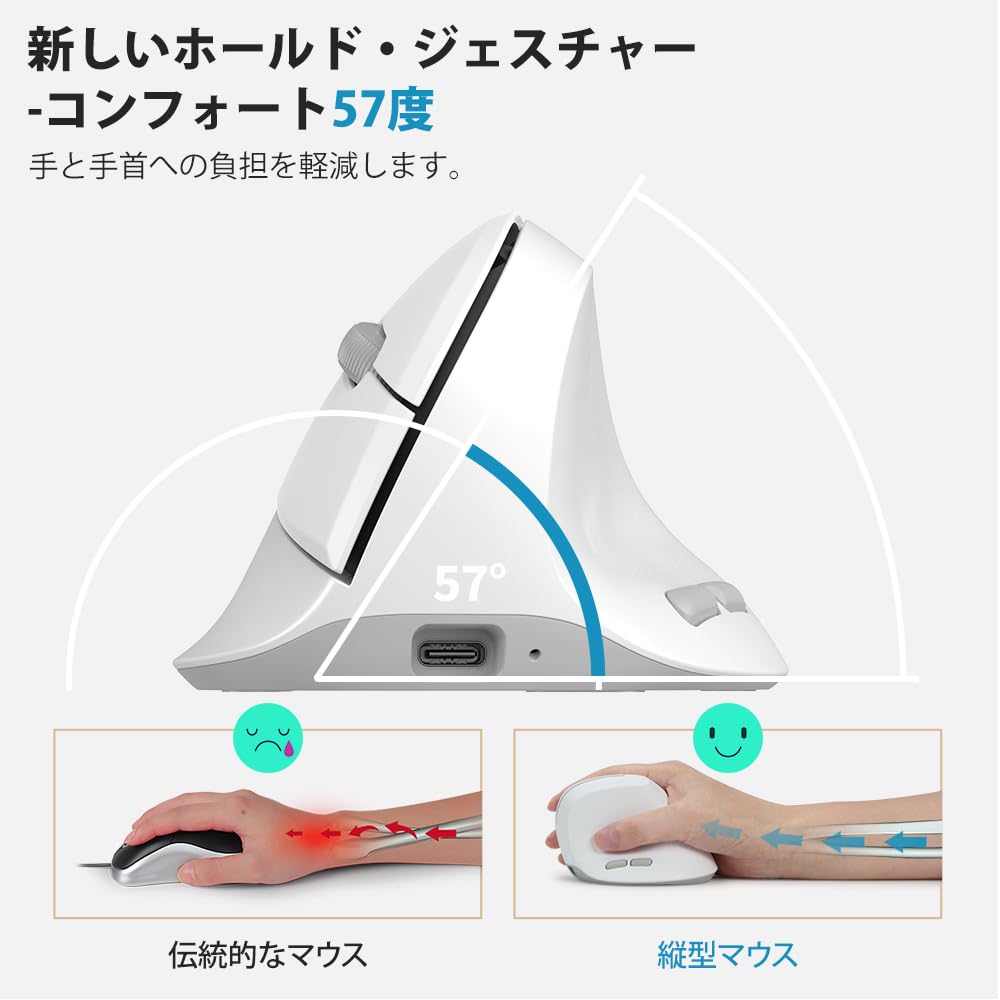 Delux Ergonomic Wireless Small Vertical 4000 Dual for Carpal and Hand for and Laptops Mouse, Hand, Lightweight, 84g, Mouse, DPI, 2.4G/Bluetooth 5.2