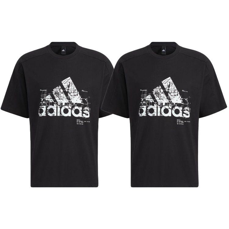 Adidas Футболка с круглым вырезом и большим логотипом, мужские топы, черные HD0066