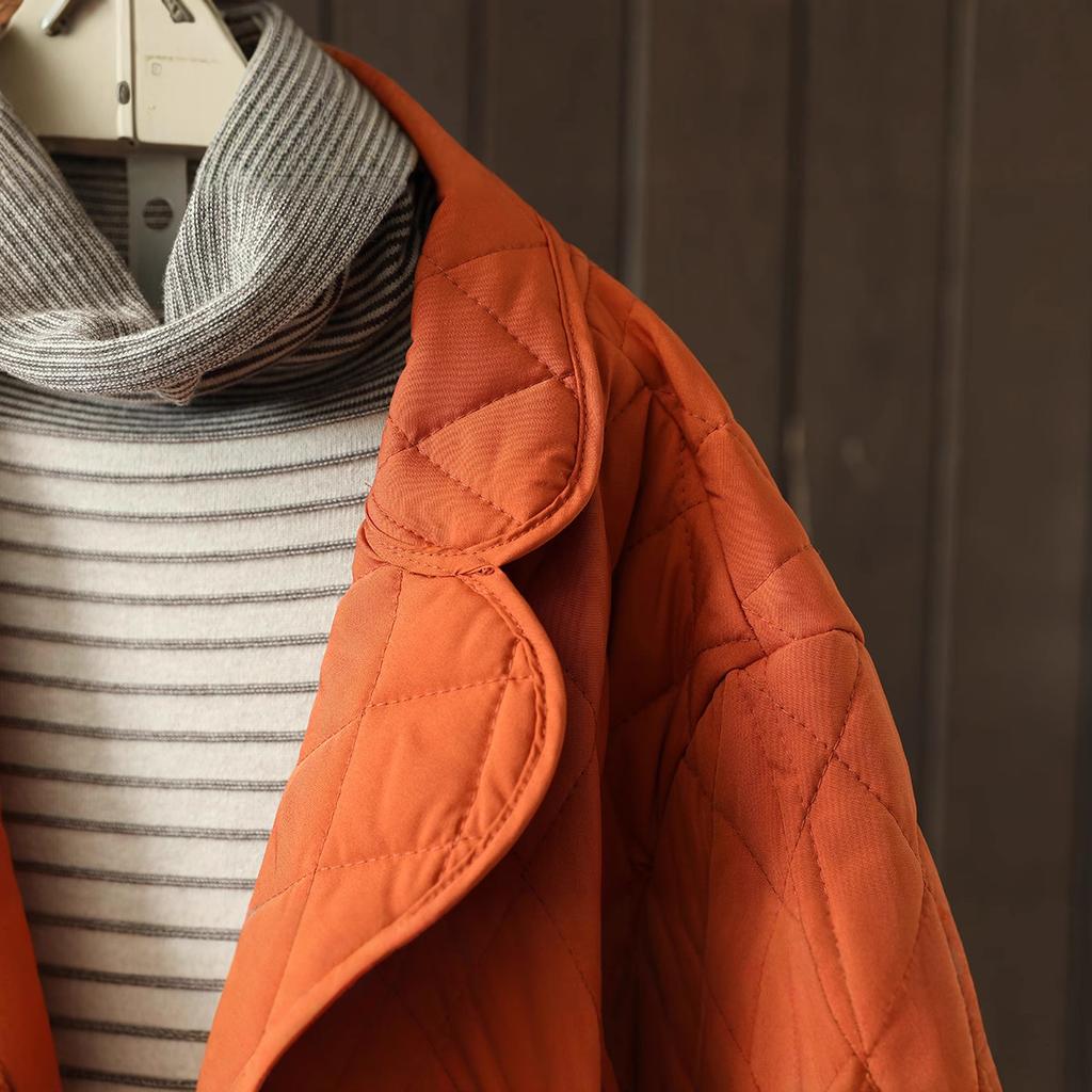 Карман Однотонные Женские Парки Зимние Оранжевые Прямые Теплые Утепленные Длиной до Колена Женская Верхняя Одежда Пальто Топы