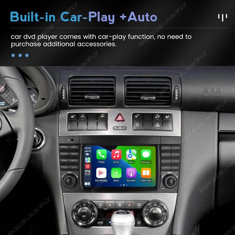 7-дюймовая автомагнитола на Android 13, подходит для Mercedes Benz C-Class W203 C200 C230 C240 C320 C350 2005-2009, Carplay, Авто GPS, FM, Аудио