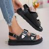 Мода 2025 Обувь больших размеров Женская с открытым носком Женские сандалии Платформа Повседневные сандалии Женские С круглым носком Ремешок с пряжкой Обувь на среднем каблуке Женская