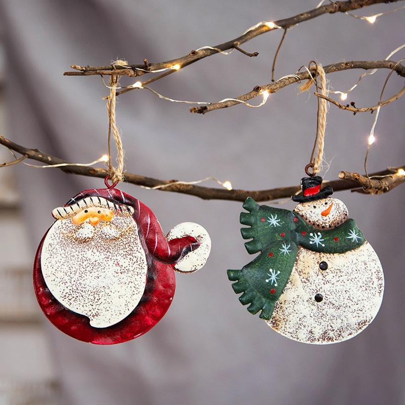 Outdoor Christmas Decorations Christmas Wrought Iron Pendant Santa Claus Snowman Ornament Christmas Tree Decoration Christmas