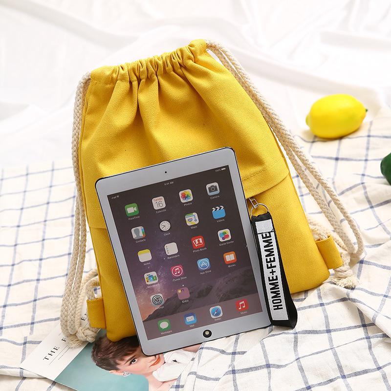 Women's Lightweight Canvas Drawstring Backpack for Tutoring and School 