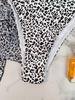 European and American Hot Girl Style Leopard Print Halter Bikini Split Swimsuit Three-Piece Set for Beach Vacation.