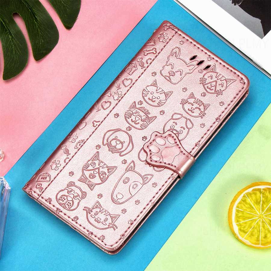 Кожаный защитный чехол-книжка для Apple iPhone 13 15 14 16 Pro Oneplus Nord CE 2 3 4 5G Google Pixel Motorola Edge Moto Cat And Dog Motif Wallet Cover