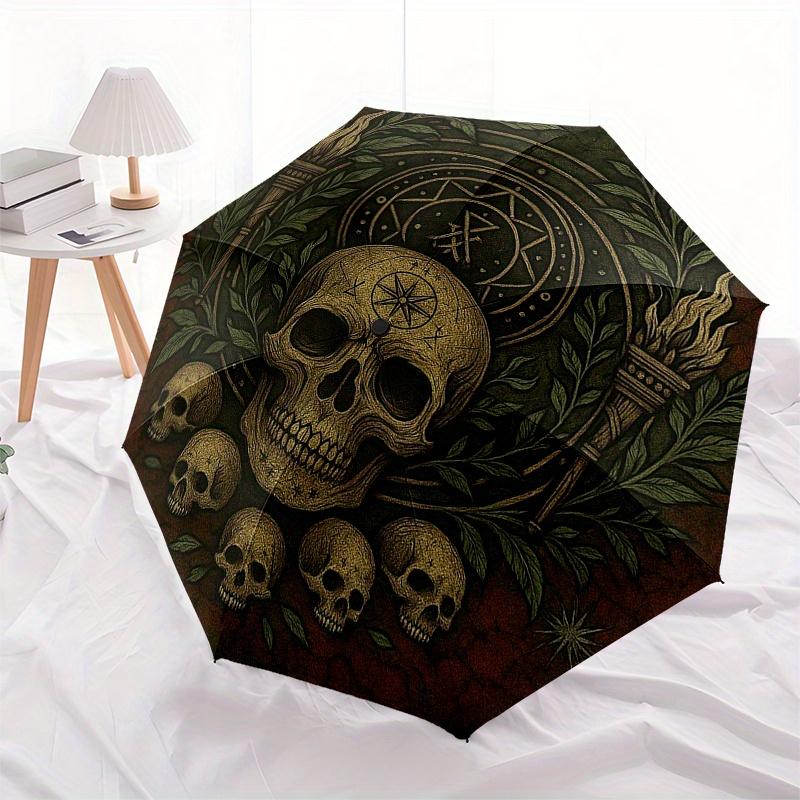 Dark Mystic Skulls: Circular Wall Art DecorUmbrella, Portable 3-Fold Compact Umbrella for Men & Women Gift