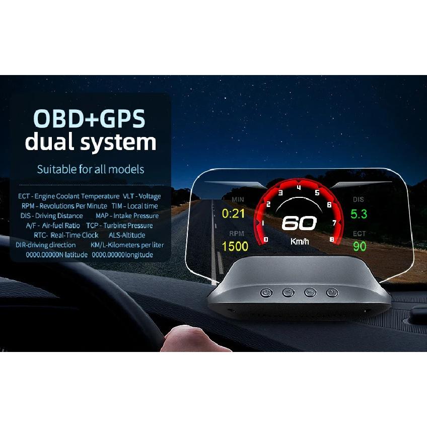 C3 Навигационное зеркало HUD Автомобильный проектор на лобовое стекло с OBD2 HD GPS-навигацией Bluetooth Сигнализация