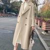 Отложной воротник элегантный пояс тонкий шерстяное пальто осень зима модное женское пальто офисная леди свободное простое пальто в стиле Хепберн