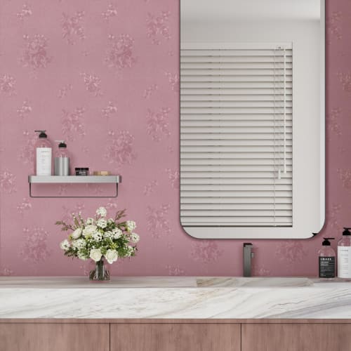 CRE8TIVE Floral Wallpaper Stickers, Pink, Self-Adhesive Wallpaper, 30x900cm, Embossed PVC, Cutting Sheet, for Applying Over Fusuma Doors, Self-Adhesiv