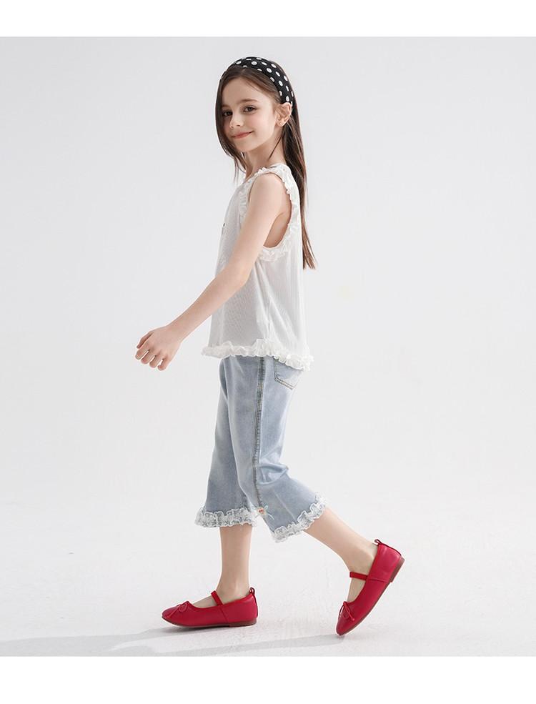 Mamimaka Summer New Product: Girls' Fashion Cowboy Seven Part Pants