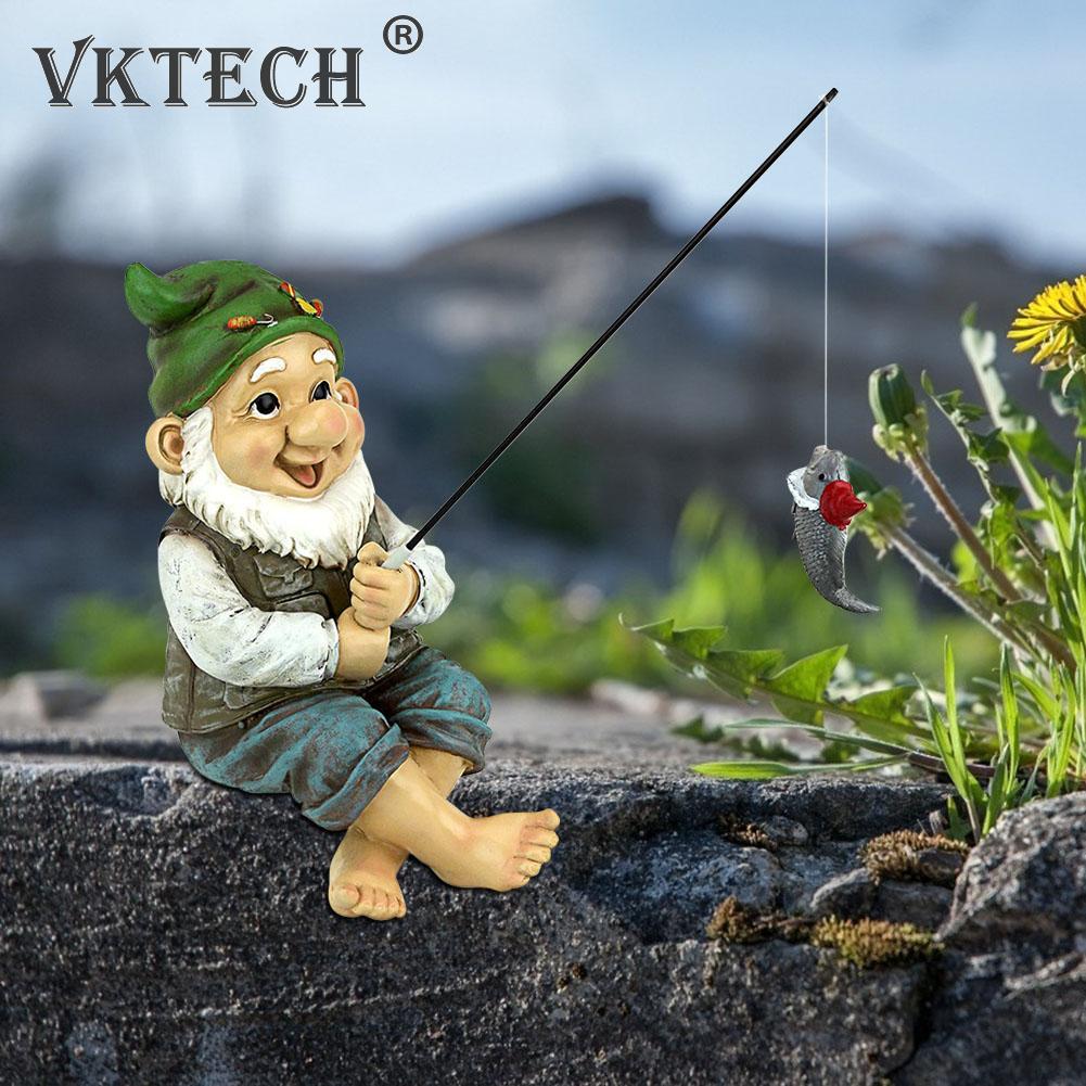 Garden Gnome Statue Resin Fishing Dwarf Elf Figurines Naughty Funny Garden Statues Lawn and Yard Art Resin Decorations Sculpture