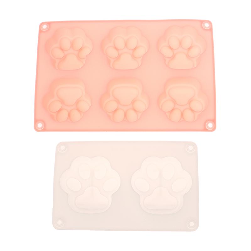 2/6 Cavity Cat Paw Silicone Soap Mold Animal Candle Resin Plaster Mold Diy Chocolate Jelly Cake Ice Cube Making Desk Decor Gift