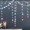8Pcs Party Decoration Banner Iridescent Silver Glitter Circle Dots Paper Garland Streamer Backdrop Hanging for Birthday Wedding Baby Shower Engagement