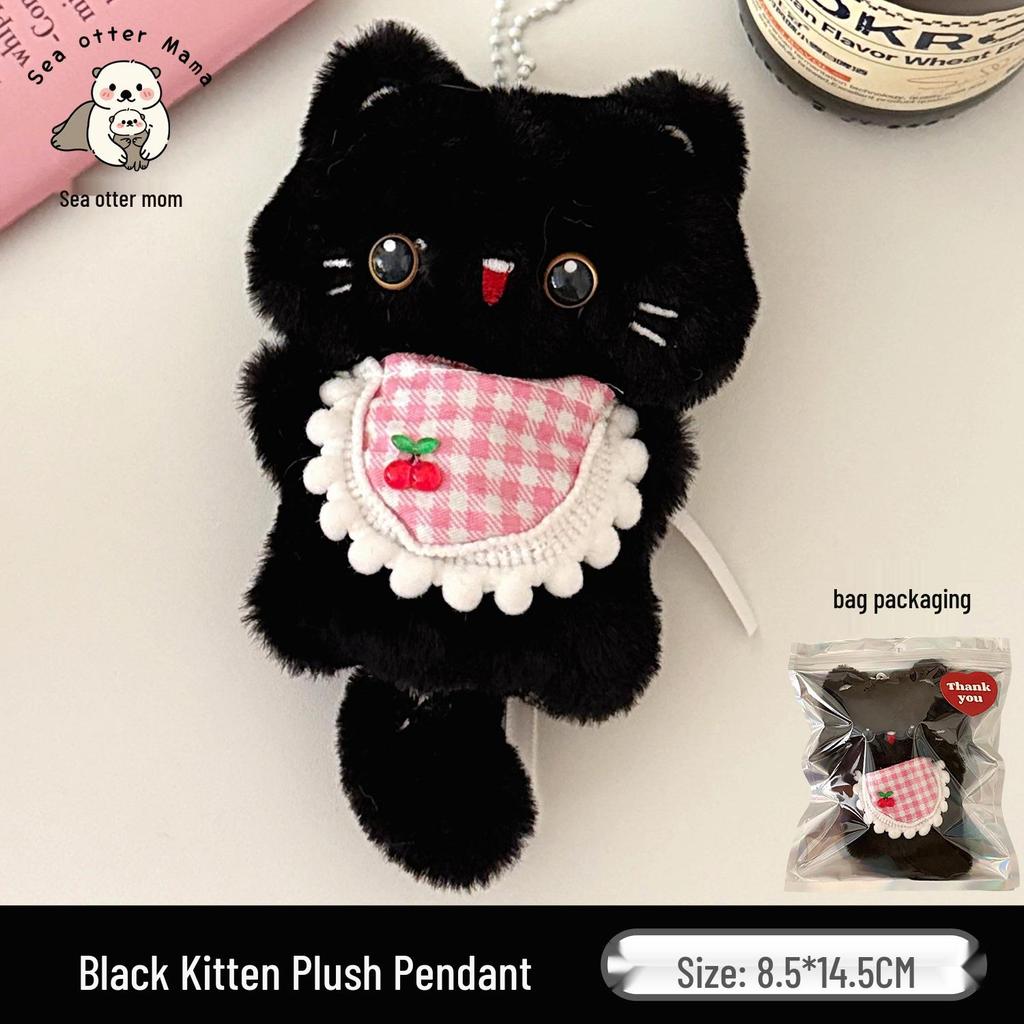 Adorable Kitten Plush Pendant with Bell & Squeaky Bib – Keychain & Backpack Charm