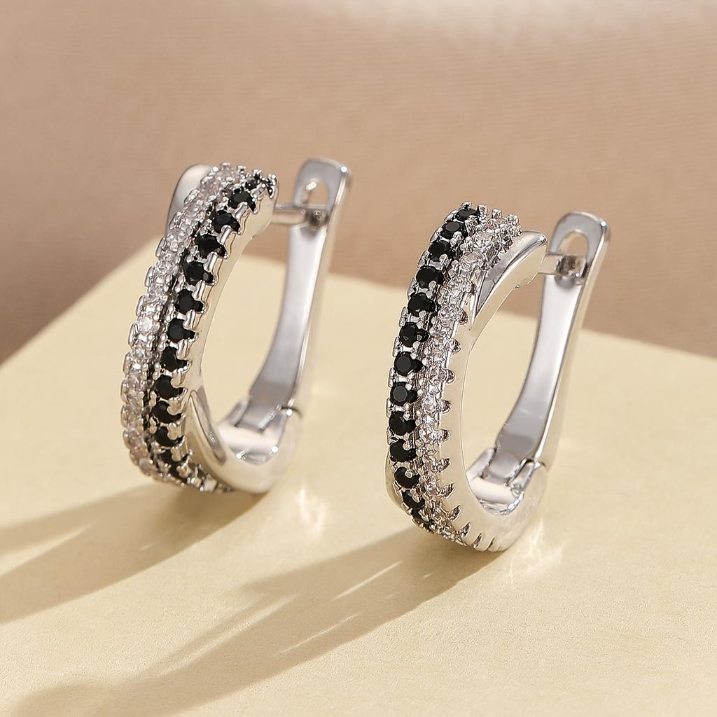 Модные серьги с кристаллами для женщин, черно-белые циркониевые модные серьги цвета шампанского, золотые свадебные украшения, подарки