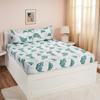 King Size Flat Bedsheet with 2 Pillow Cases | 180 TC | 100% Cotton | Washing Machine Washable | 90 X 108 Inches | Floral Design (Green)
