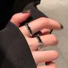 Vintage Black Drop Glaze Open Ring for Women Punk Gothic Irregular Cross Adjustable Finger Rings Y2K Aestheitc Jewely