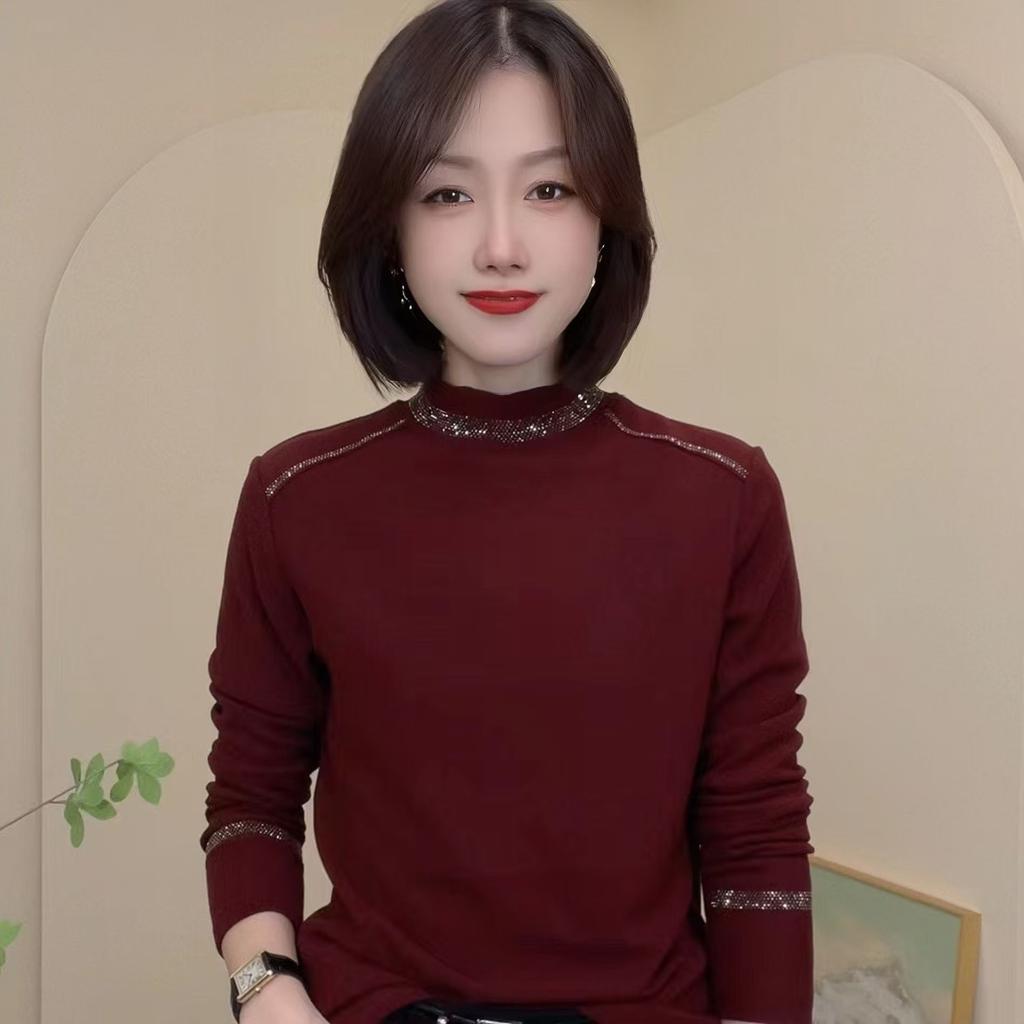 2025 осень и зима новая бархатная футболка топ базовая рубашка женский немецкий бархат универсальная внутренняя подкладка