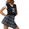 Gothic Skull Print Trui Vest Harajuku Punk Sexy V-hals Mouwloze Copped Tops Grunge Autume Winter Vrouwen Gebreide Tops