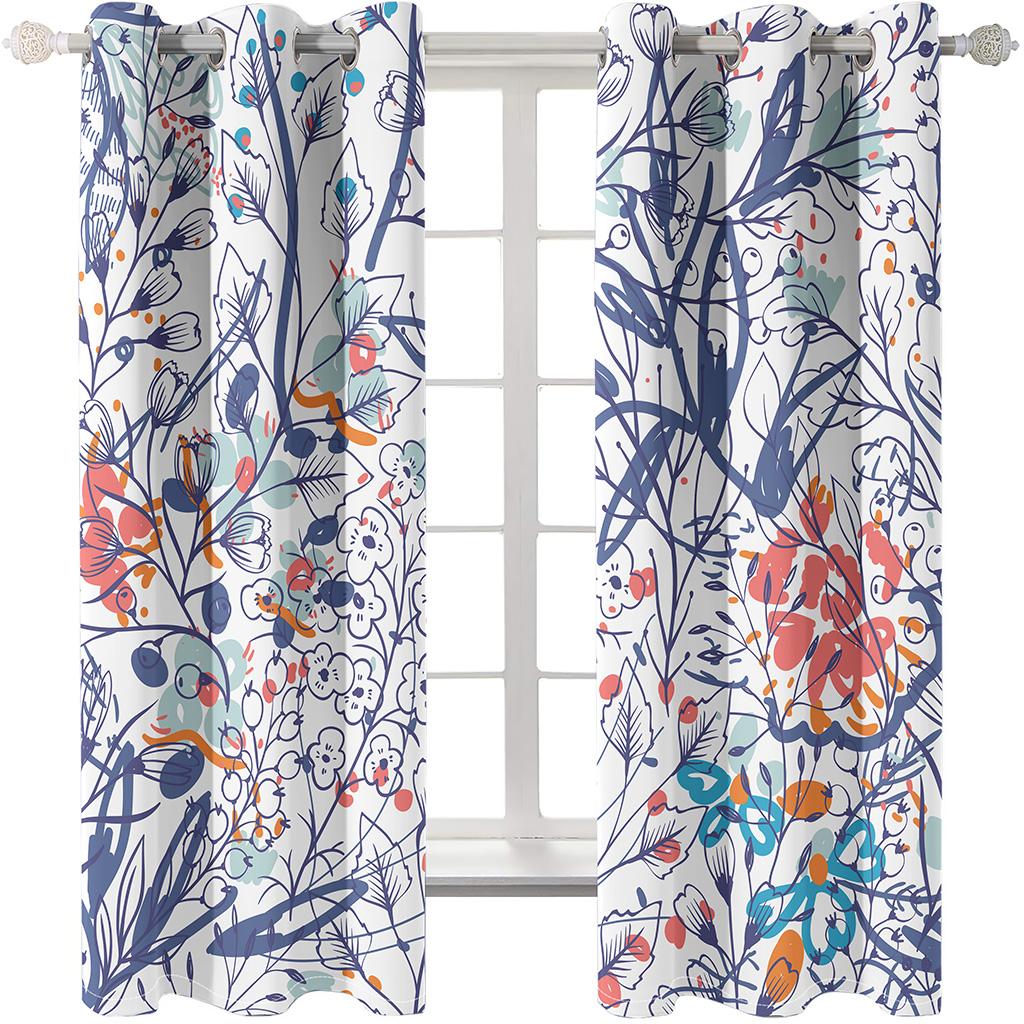 Japanese Landscape Luxurious Flower Window Panel Drapes in Children Bedroom Living Room Hall Treatments Kitchen Decor Drapes Blinds