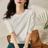 Knitted Sweater T-shirt Women's Five-quarter Sleeves Summer New Casual Thin Foreign Style Shirt Loose Version Top