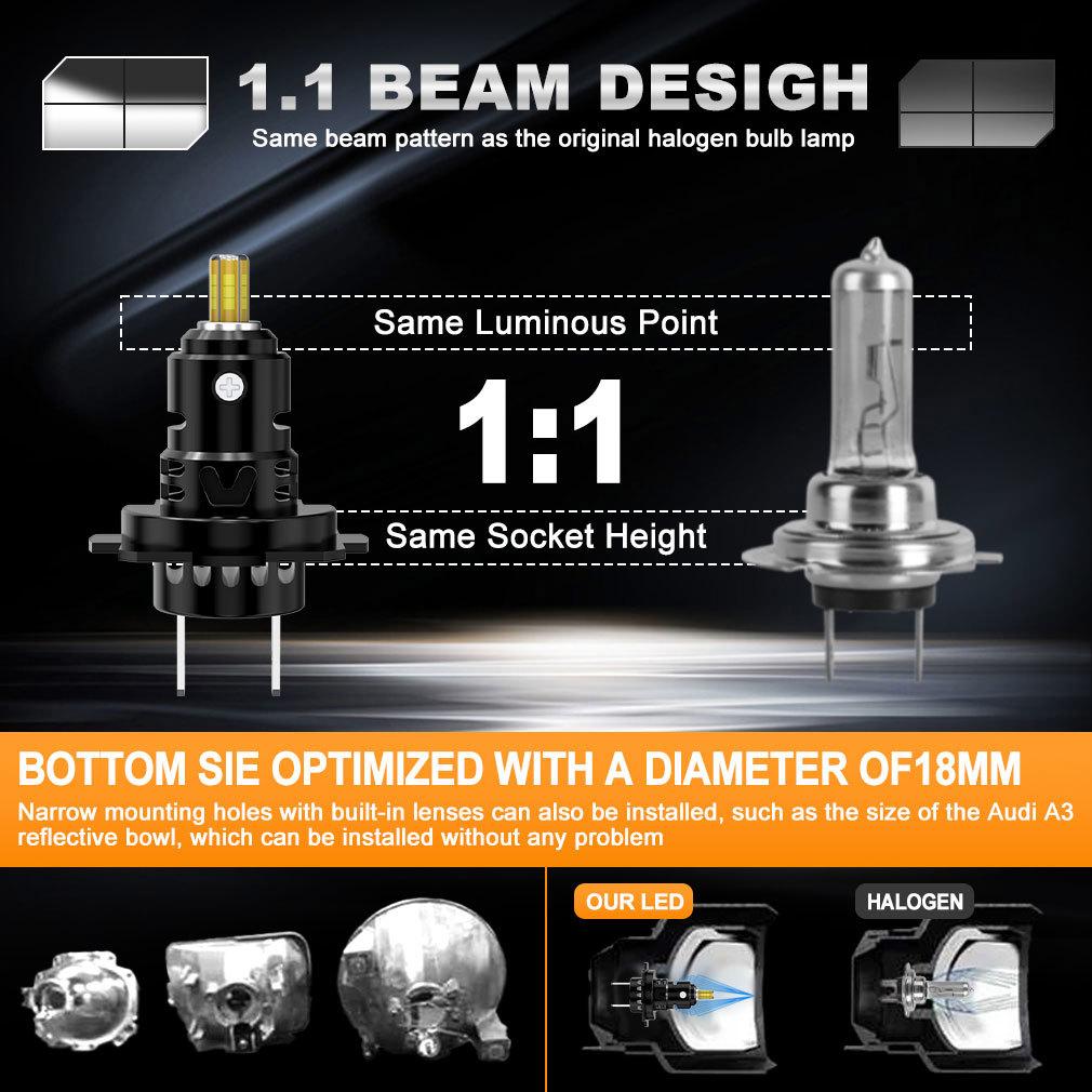 2 шт. 3D светодиодные лампы H7 для фар Canbus без ошибок 6 сторон 1:1 Супер 360 H7 Подключаемый Мини-Размер Фары Беспроводной с Вентилятором CSP Турбо Лампа 6000K 12V