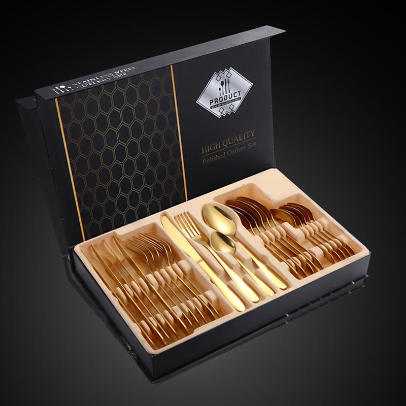 Cross Stainless Steel Tableware Gift Box Set Jieyang Tableware Western Food Steak Knife, Fork and Spoon 24-piece Gift Box