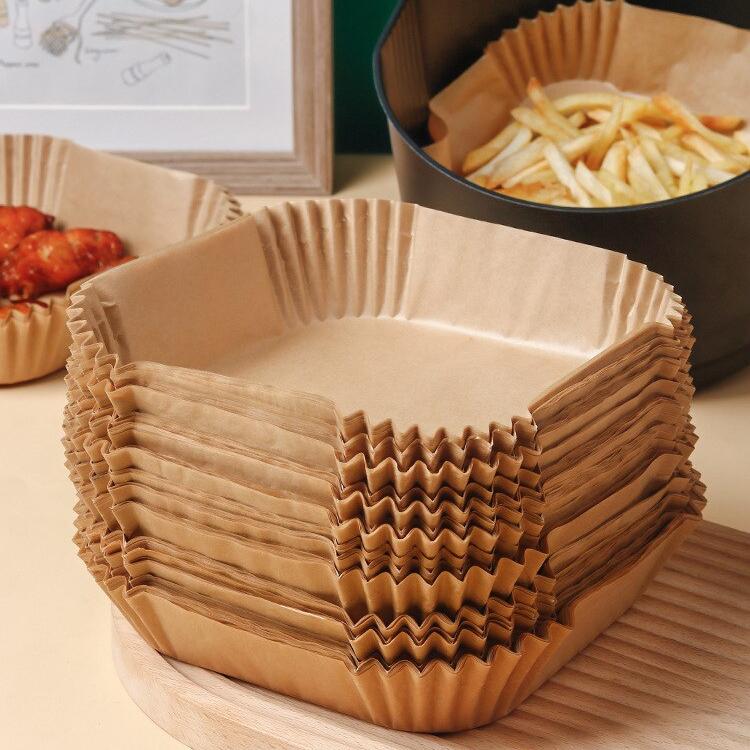 50 шт./компл. одноразовая бумага для фритюрницы, пергамент, пароварка из древесной массы, чизкейк, аксессуары для фритюрницы, бумага для выпечки для фритюрницы