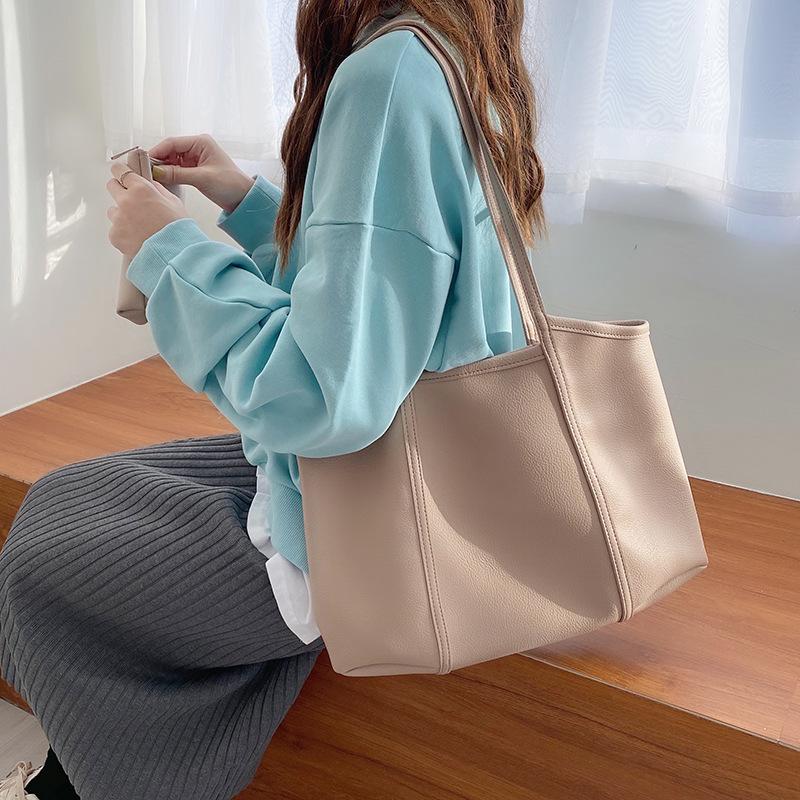 Сумка для мамы большой вместимости Lazy Wind, сумка-тоут на одно плечо, сумка для покупок из мягкой искусственной кожи, модная сумка
