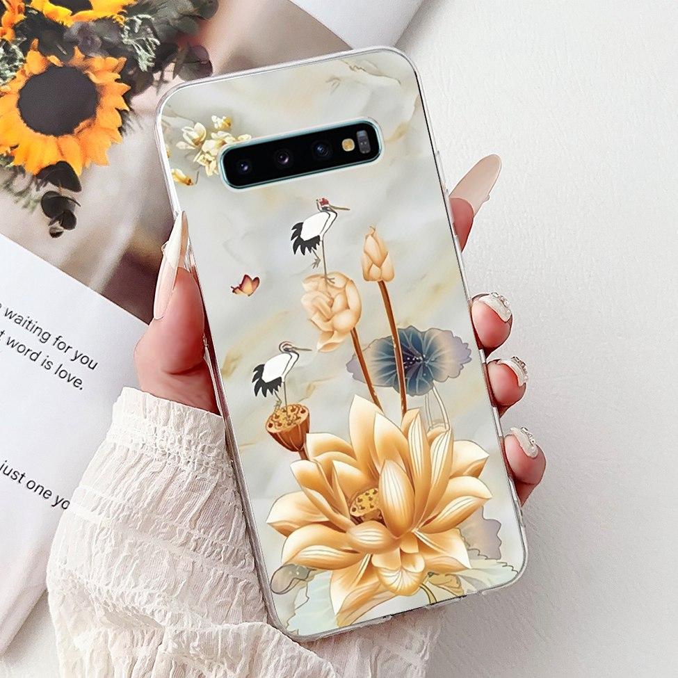 Чехол для Samsung S10 Plus SM-G975F Милый Кавайный Модный Цветочный Роскошный Крутой Расписной Мягкий Чехол для Телефона Samsung Galaxy S10+