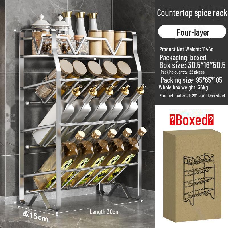 Multi-Layer Stainless Steel Kitchen Spice and Pot Rack