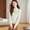 Srcr Women's 100% Wool Semi-High Collar Knit Sweater