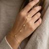 Exquisite Stainless Steel Finger Hand Chain for Women Light Luxury Rhinestone Golden Color Bracelet Party Jewelry Accessory