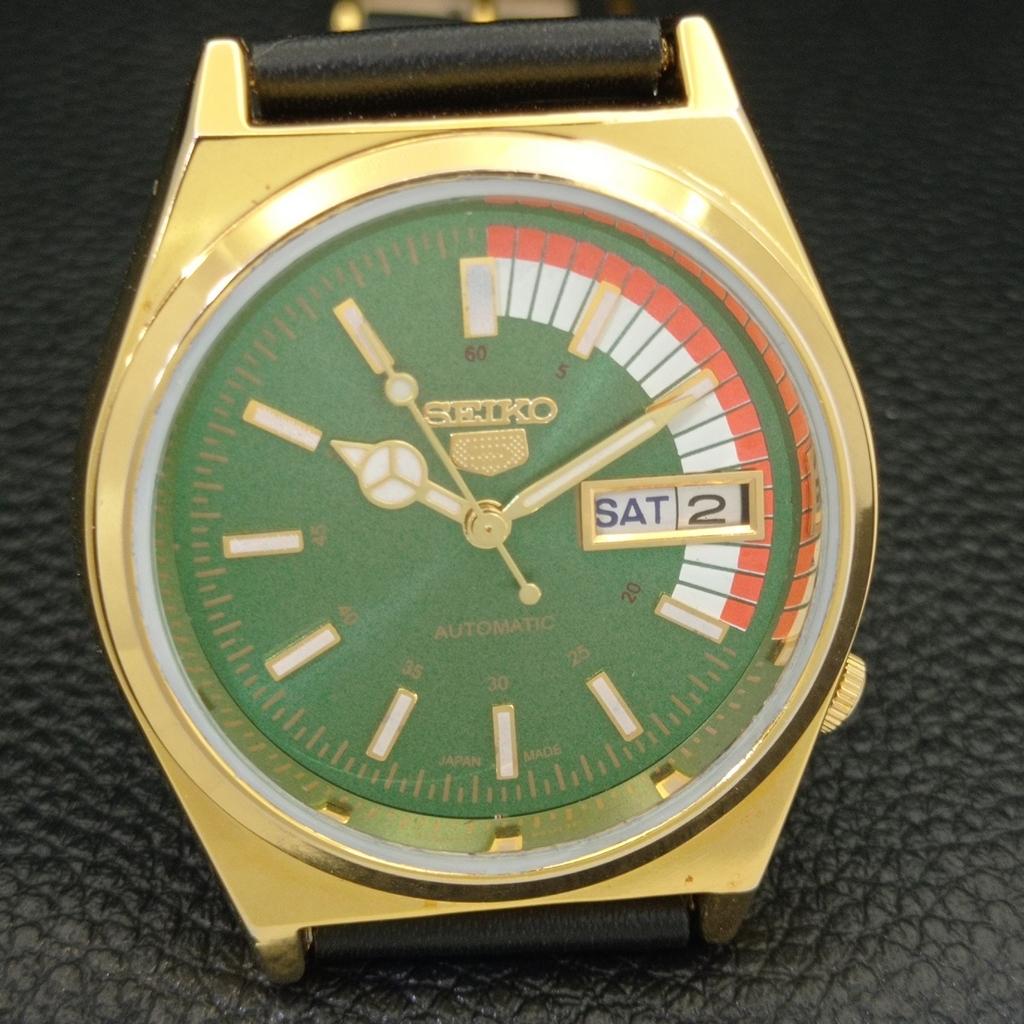 SEIKO 5 AUTOMATIC VINTAGE REFURBISHED 6309A JAPAN MENS GREEN WATCH a440704-4