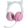 DWCQRTM Cat Ear Headphones, Wireless Headphones with LED, Sparkling, Rainbow Color Transformation, Bluetooth 5.1, Microphone, Japanese Instruction