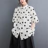 Short Sleeve Plus Size Cotton Vintage Polka Dot Shirts & Blouses for Blouse Casual Loose Summer Tops Women Button Up Shirt