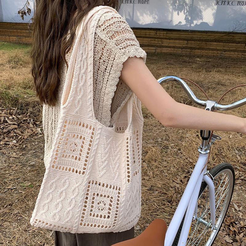 Yogodlns Женская тканая сумка-тоут в стиле бохо, летняя пляжная сумка, тканые сумки ручной работы на плечо, ручная вязаная сумка, сумка для покупок