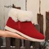 Модные женские ботильоны из овчины, теплые плюшевые ботинки на плоской подошве, зимние повседневные кроссовки на высокой платформе, вулканизированные, с боковой молнией