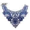 Water Soluble Lace Fabric Floral Collar Insert, Embroidery V-neck Neckline Applique, Elegant Decorative for Blouses Hollow Petal Design, Polyester