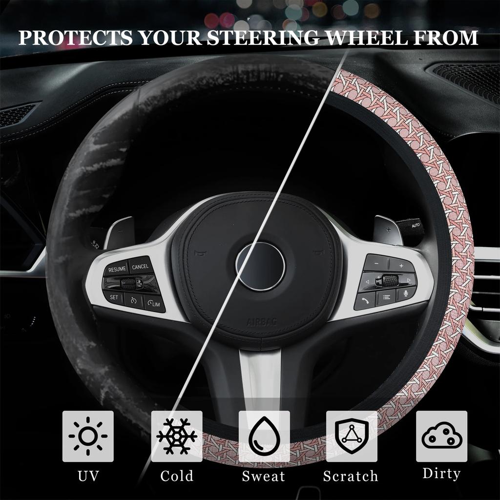 Чехол на руль автомобиля Эластичный Дышащий Кожаный чехол на руль с геометрическим принтом для автомобиля General Motors