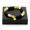 Stones and Minerals. Bracelet Pearls Rose Quartz + Yellow Agate + Peridot + Matte Black Onyx 8 Made In France.