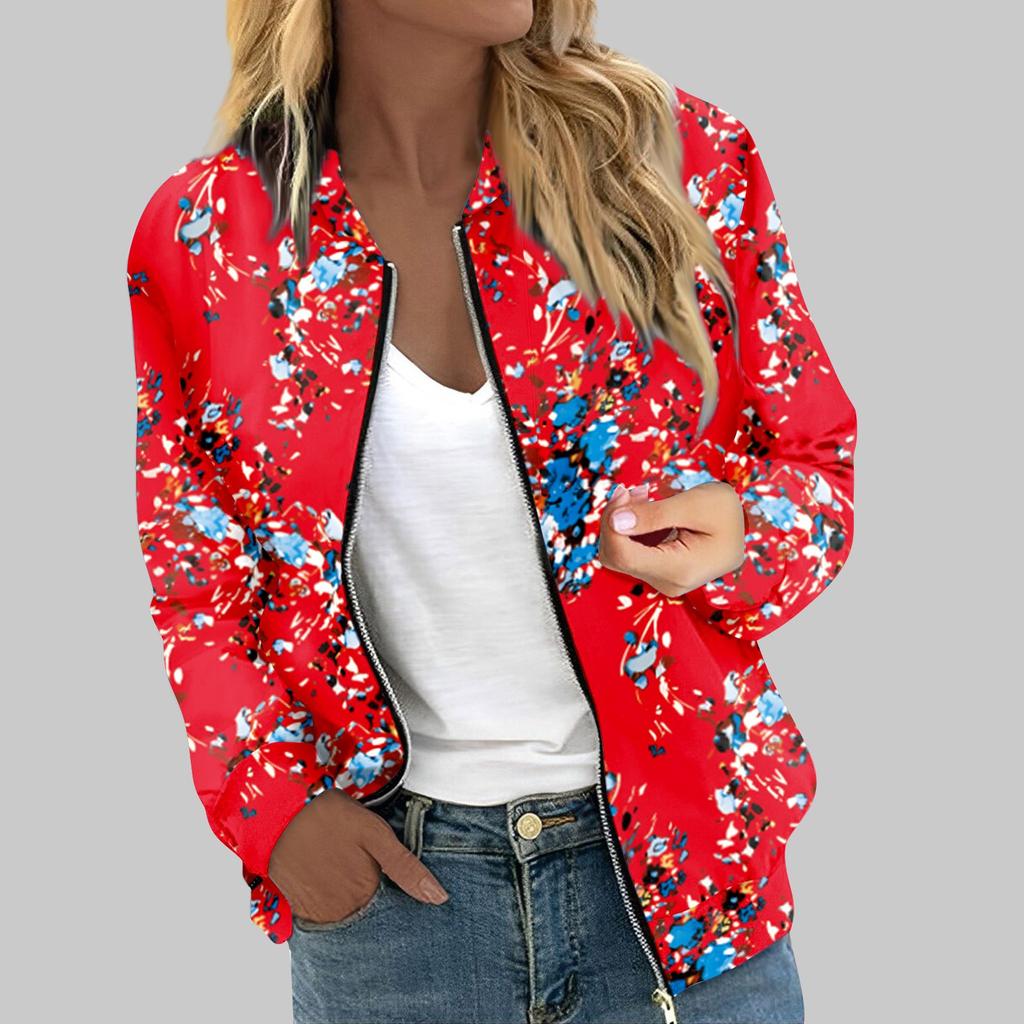 Женская верхняя одежда с длинным рукавом и принтом, повседневные топы на молнии, кардиган, рубашка, тонкая куртка для женщин