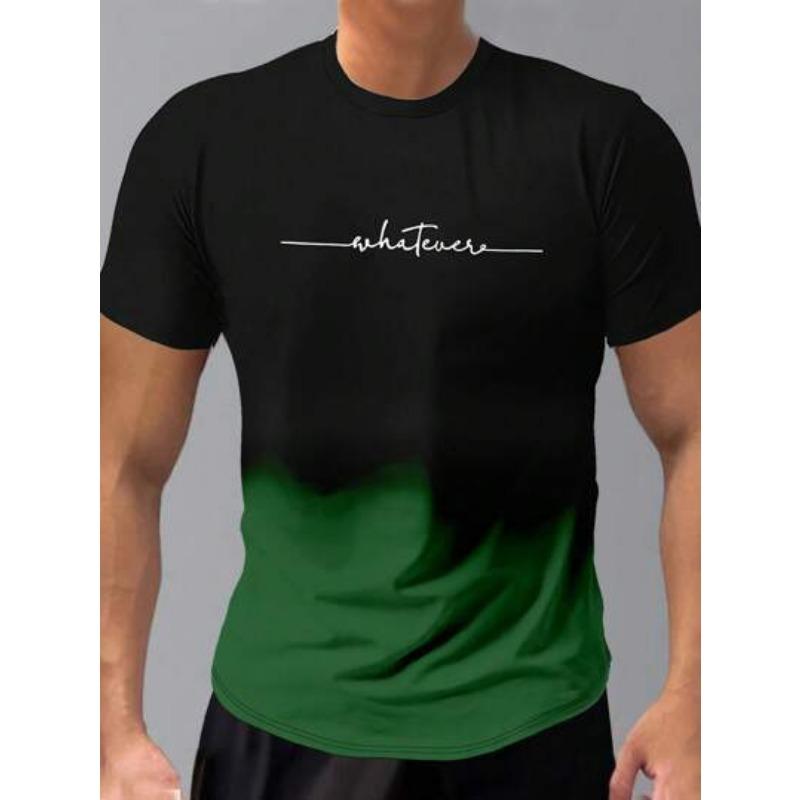 Летний топ с круглым вырезом и 3D-печатью с градиентными буквами, модные повседневные футболки с короткими рукавами для мужчин