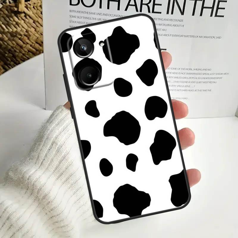White Black Cow Print For Realme GT Neo 5 GT5 9 10 11 12 Pro Plus C30 C31 C33 C35 C25s C21Y C51 C55 C67 C53 Case