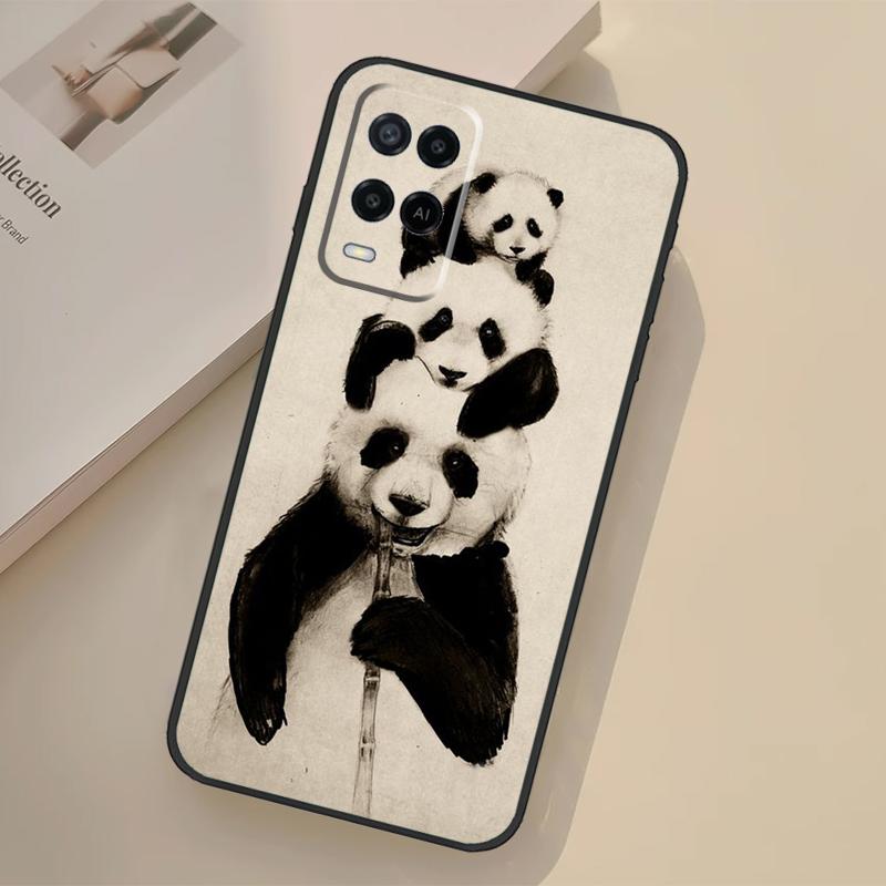 Чехол с милым мишкой-пандой Для Oppo A76 A96 A16 A17 A18 A60 A80 A40 A38 A58 A78 A98 A94 A74 A54 A15 A57 A77 A5 Pro