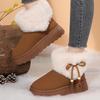 Sweet Beaded Bowknot Decoration Furry Snow Boots Women 2025 Winter Soft Thick Bottom Non Slip Fur Booties Warm Short Plush Boots