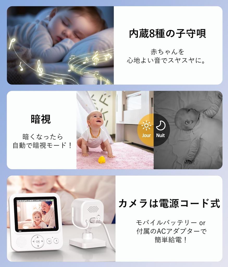 ZAIDER Baby Monitor with Pet Baby Temperature 720P Night No Long Continuous Baby Indoor Elderly Baby Shower Gift Monitor, Camera, Energy-Saving &