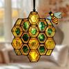 Yousheng Bee Honeycomb Sun Catcher Acrylic Window Hanging Decoration Wall Art Bee On Honeycomb Suncatcher Gift for Mom Women Bee Lover