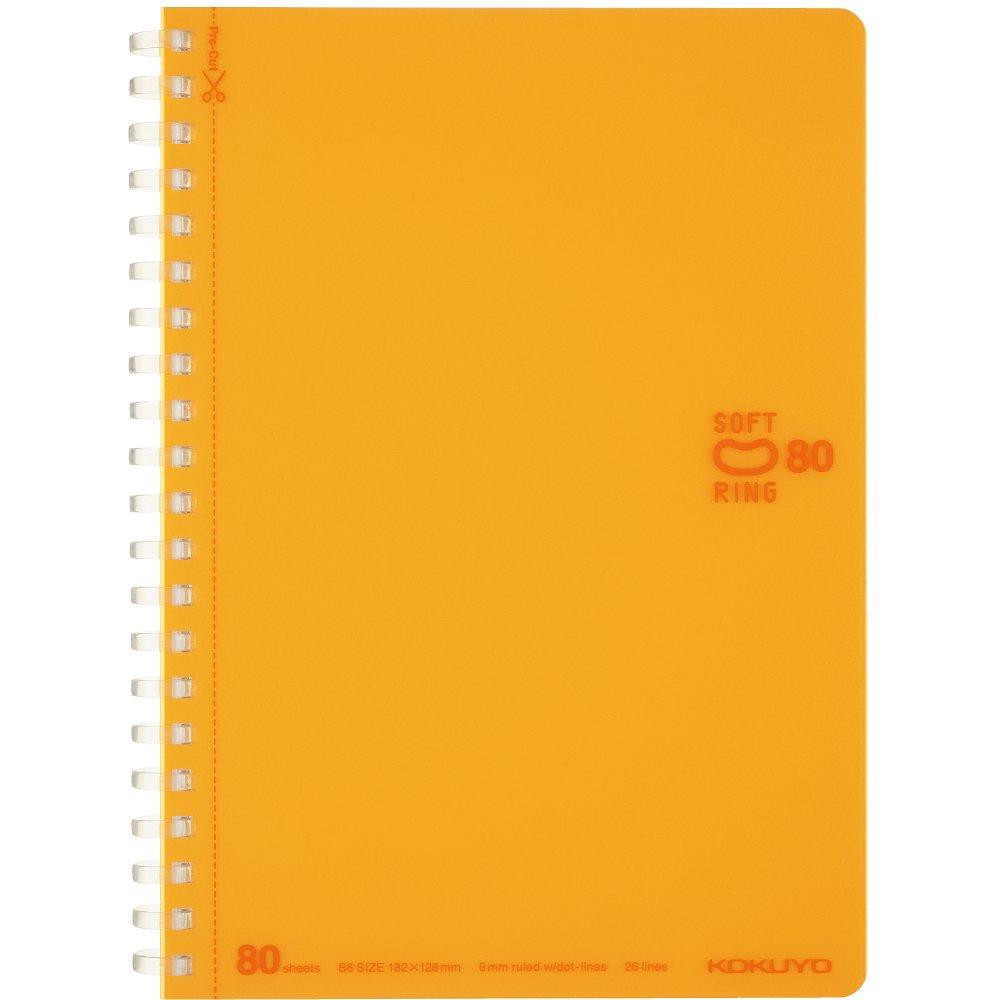 KOKUYO Soft Ring Notebook, Dotted Ruled Lines, B-ruled, 80 sheets, B6 size, Orange, Su-SV348BT-YR